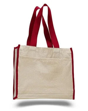 Q-Tees 14L Tote with Contrast-Color Handles Unisex Accessories Bags & Backpacks