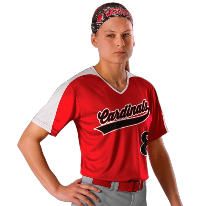 League Outfitters Custom Elite Sublimated V-Neck Short Sleeve Jersey Team Softball Jerseys