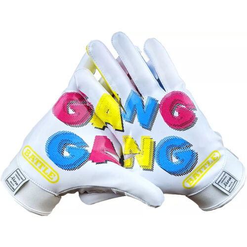 Battle Men s Double Threat White Gang Gang Football Gloves League Outfitters