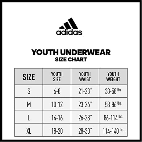 adidas Youth Performance Long 4-Pack Boxer Briefs Youth Apparel Underwear & Socks