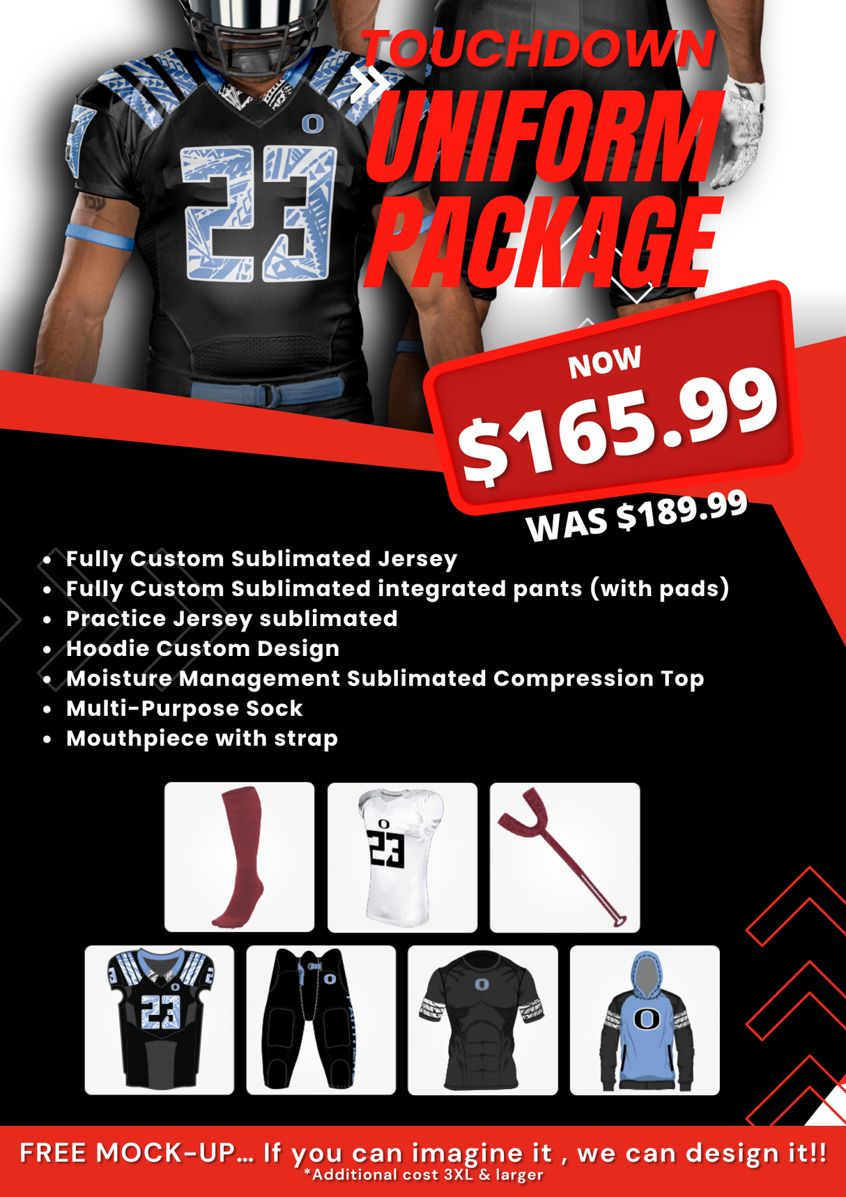 Touchdown Football Uniform Package Team Football Uniform Package