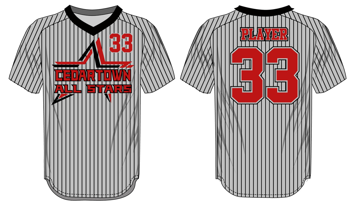 League Outfitters Custom Elite Sublimated- Sublimated V-Neck Short Sleeve Team Baseball Jerseys