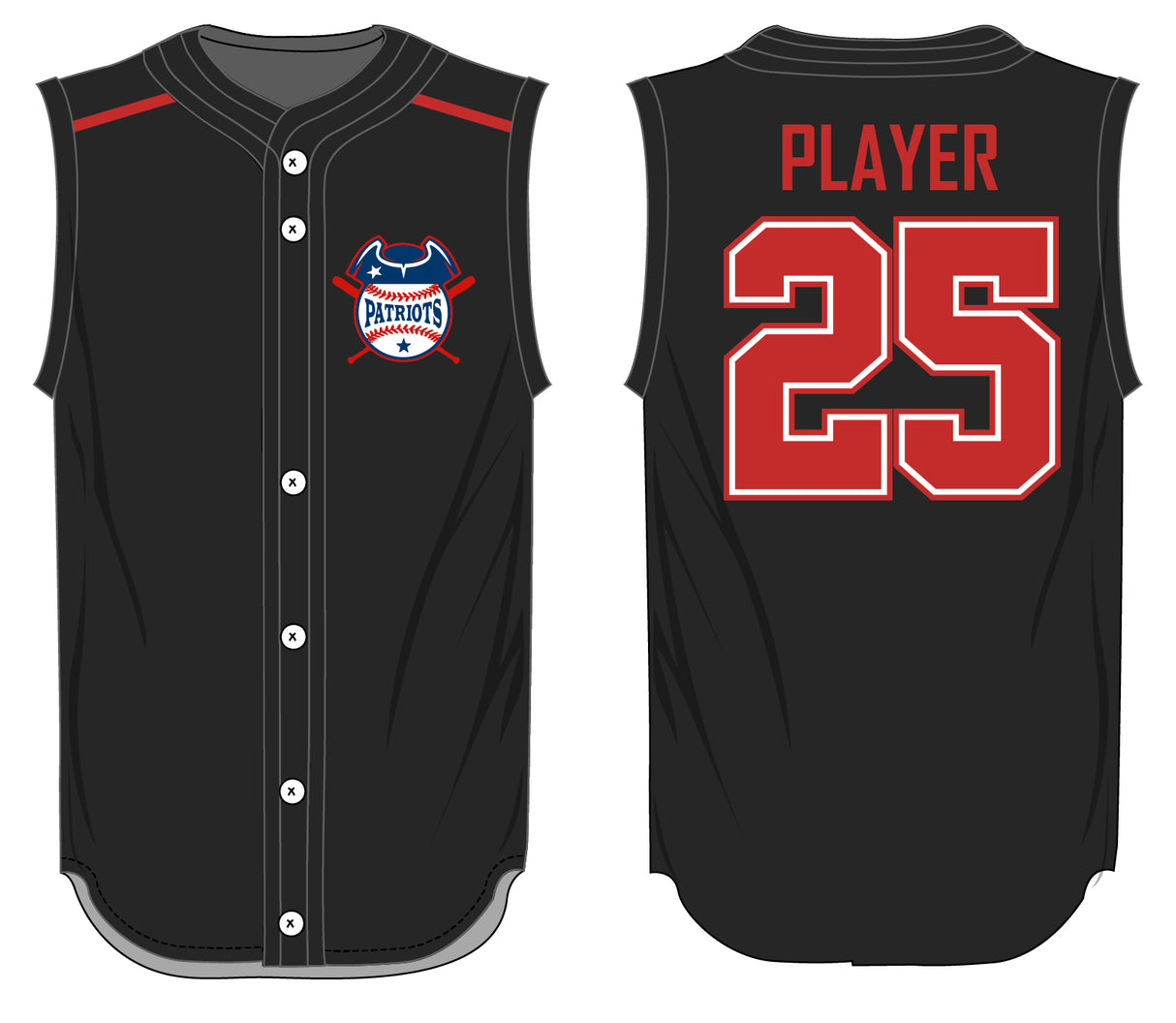 League Outfitters Custom Elite Sublimated- Sublimated Full Button Vest Team Baseball Jerseys