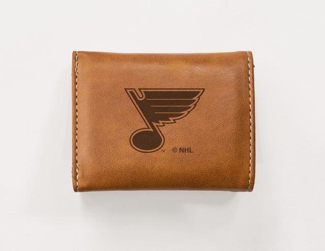 Rico Industries NHL  St. Louis Blues  Laser Engraved Faux Leather Trifold Wallet-1