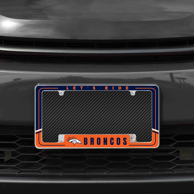 Rico Industries NFL  Denver Broncos Two-Tone 12" x 6" Chrome License Plate Frame-1