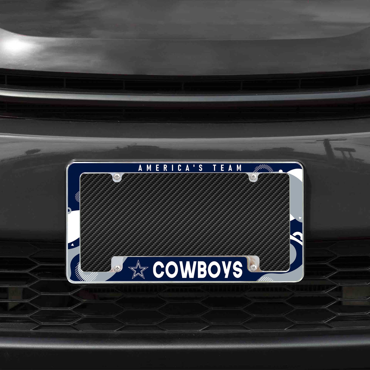 Rico Industries NFL  Dallas Cowboys Wave 12" x 6" Chrome License Plate Frame-1