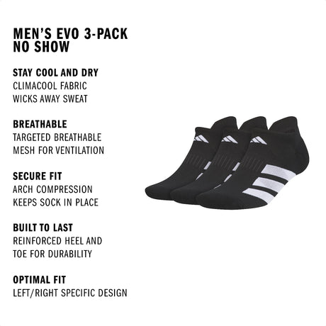 adidas Men's EVO 3-Pack No Show Sock-2