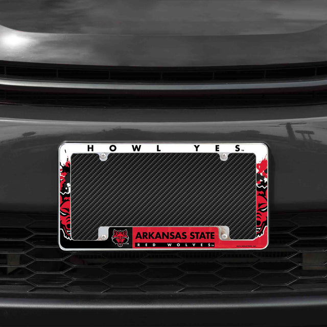 Rico Industries NCAA Arkansas State Red Wolves 12" x 6" Chrome License Plate Frame-1