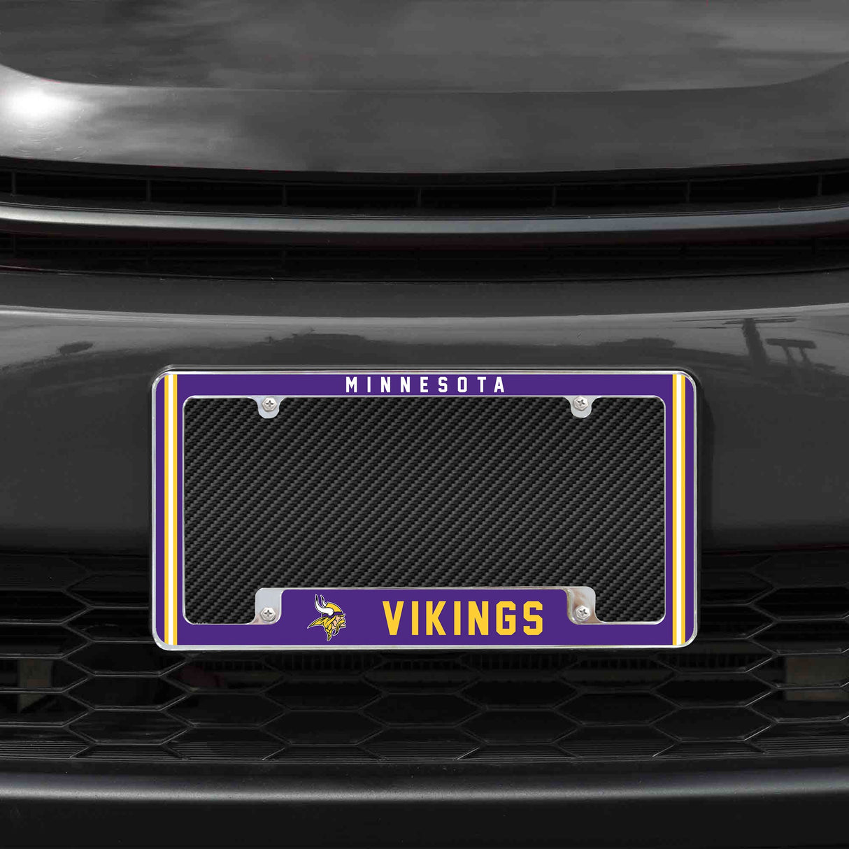 Rico Industries NFL  Minnesota Vikings Classic 12" x 6" Chrome License Plate Frame-1