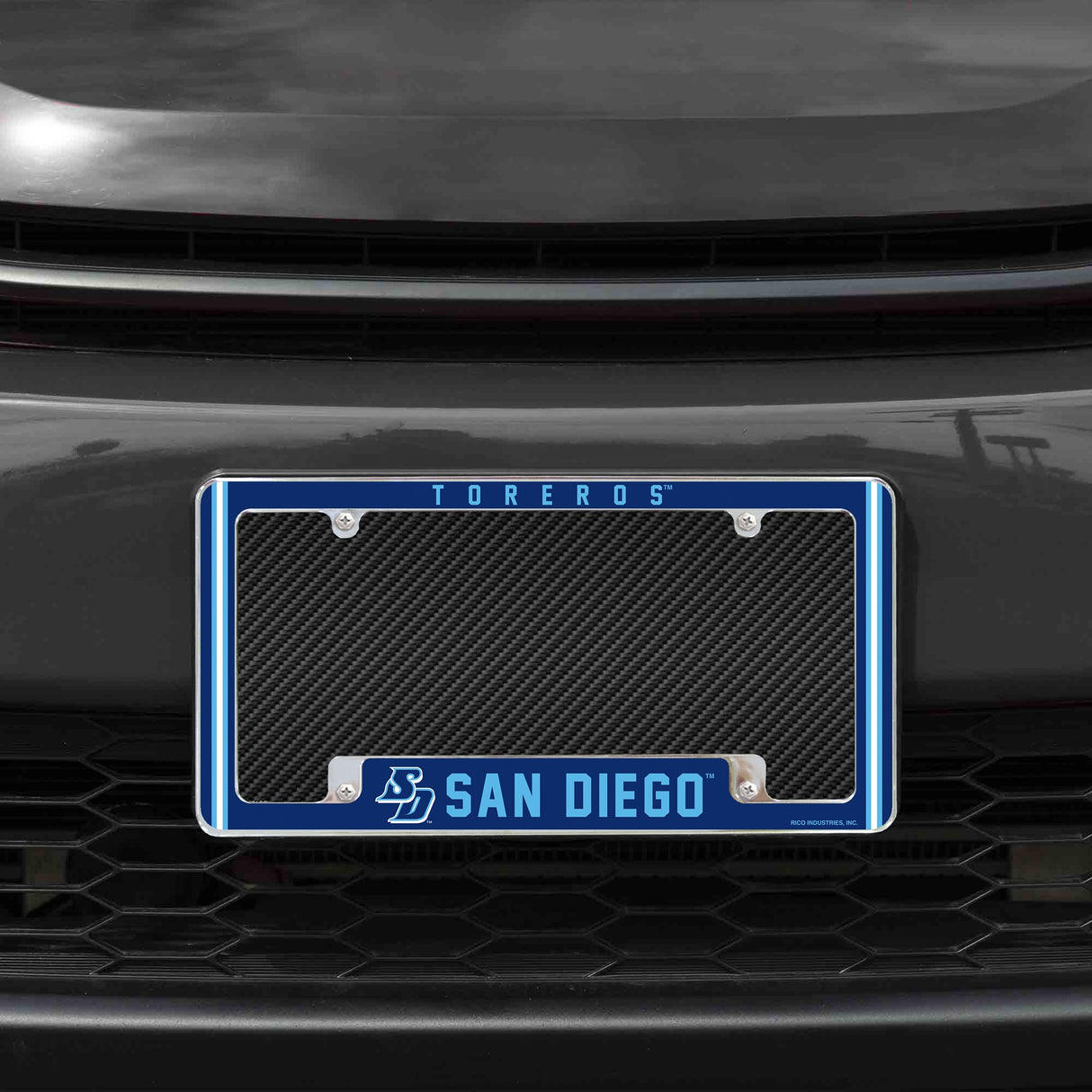 Rico Industries NCAA San Diego Toreros 12" x 6" Chrome License Plate Frame-1