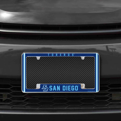 Rico Industries NCAA San Diego Toreros 12" x 6" Chrome License Plate Frame-1