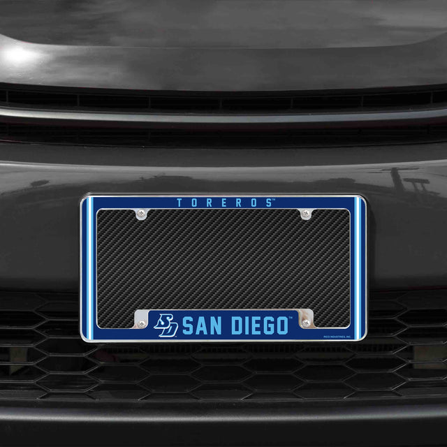 Rico Industries NCAA San Diego Toreros 12" x 6" Chrome License Plate Frame-1