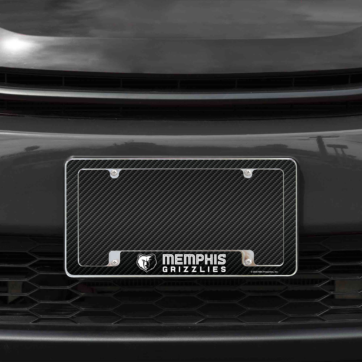 Rico Industries NBA  Memphis Grizzlies Black 12" x 6" Chrome License Plate Frame-1