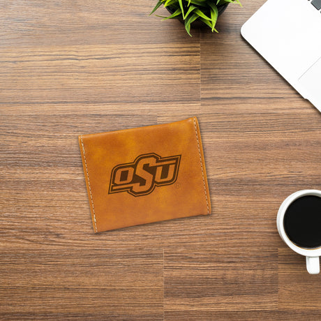 Rico Industries NCAA Oklahoma State Cowboys  Laser Engraved Faux Leather Trifold Wallet-2