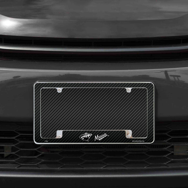 Rico Industries NHL  Minnesota Wild Black 12" x 6" Chrome License Plate Frame-1