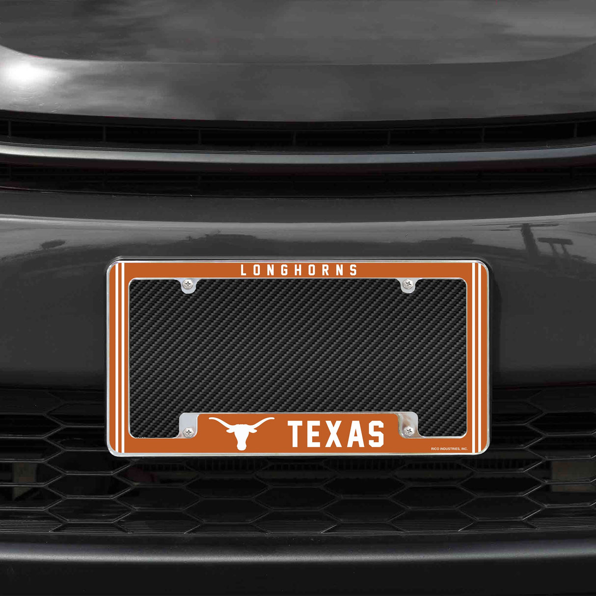 Rico Industries NCAA Texas Longhorns Classic 12" x 6" Chrome License Plate Frame-1