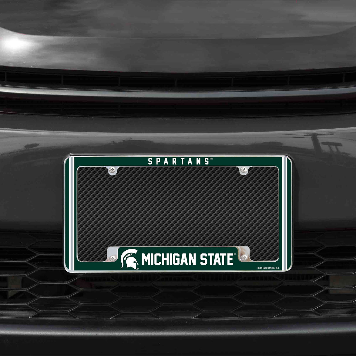 Rico Industries NCAA Michigan State Spartans Classic 12" x 6" Chrome License Plate Frame-1