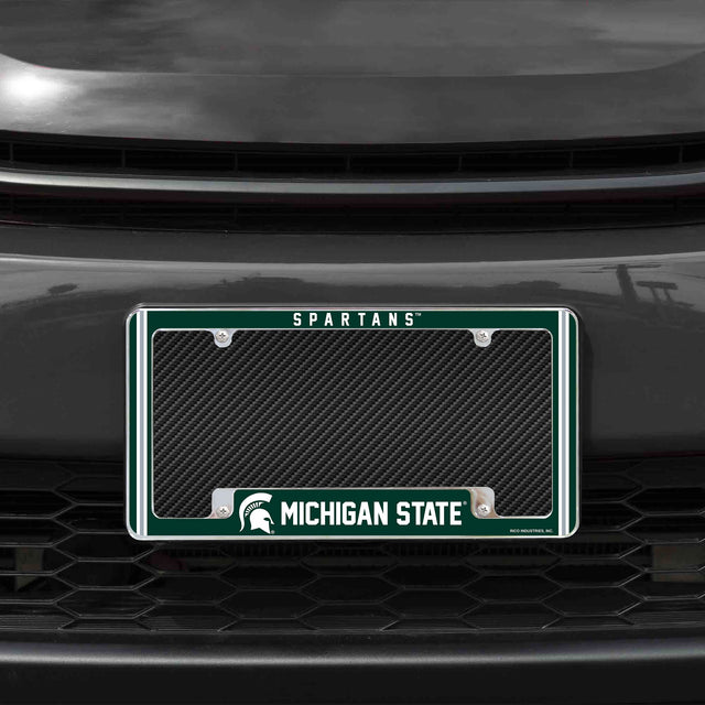 Rico Industries NCAA Michigan State Spartans Classic 12" x 6" Chrome License Plate Frame-1