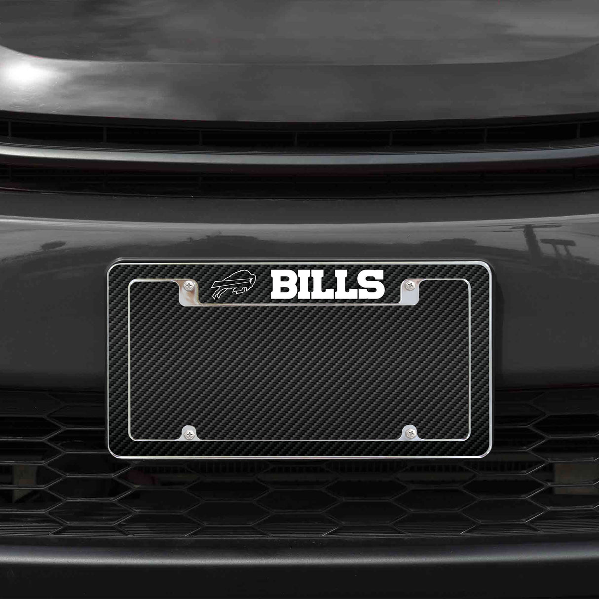 Rico Industries NFL  Buffalo Bills Black 12" x 6" Chrome License Plate Frame-1