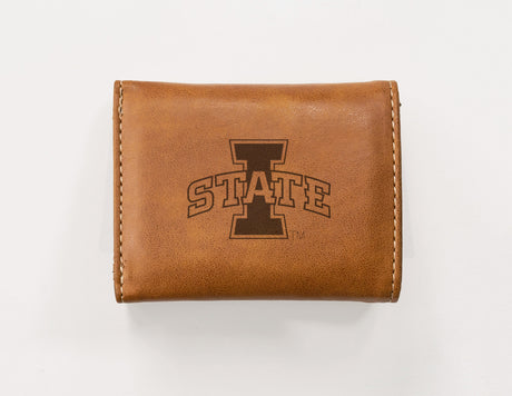 Rico Industries NCAA Iowa State Cyclones  Laser Engraved Faux Leather Trifold Wallet-1