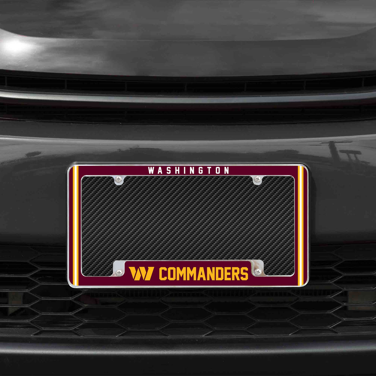 Rico Industries NFL  Washington Commanders Classic 12" x 6" Chrome License Plate Frame-1