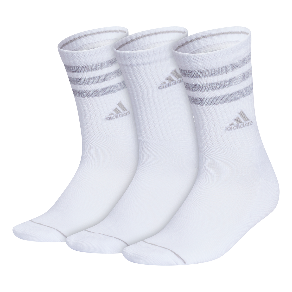adidas Women's Cushioned 3-Stripe 3.0 3-Pack Crew Sock Unisex Accessories Socks