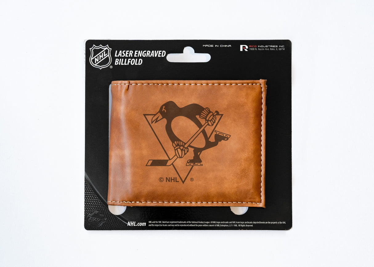 Rico Industries NHL  Pittsburgh Penguins  Laser Engraved Billfold Wallet-3