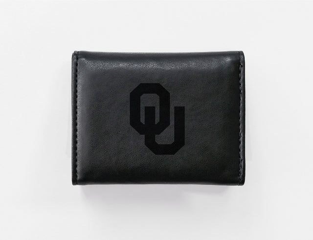 Rico Industries NCAA Oklahoma Sooners  Laser Engraved Faux Leather Trifold Wallet-1