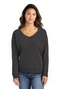 Port & Company Ladies Beach Wash Garment-Dyed V-Neck Sweatshirt