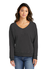 Port & Company Ladies Beach Wash Garment-Dyed V-Neck Sweatshirt