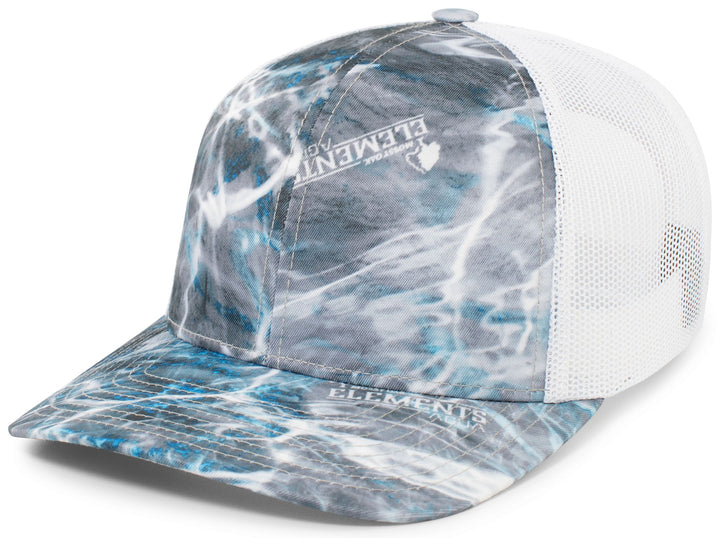 Pacific Headwear Elements Agua Camo Trucker Snapback Cap Pacific Headwear
