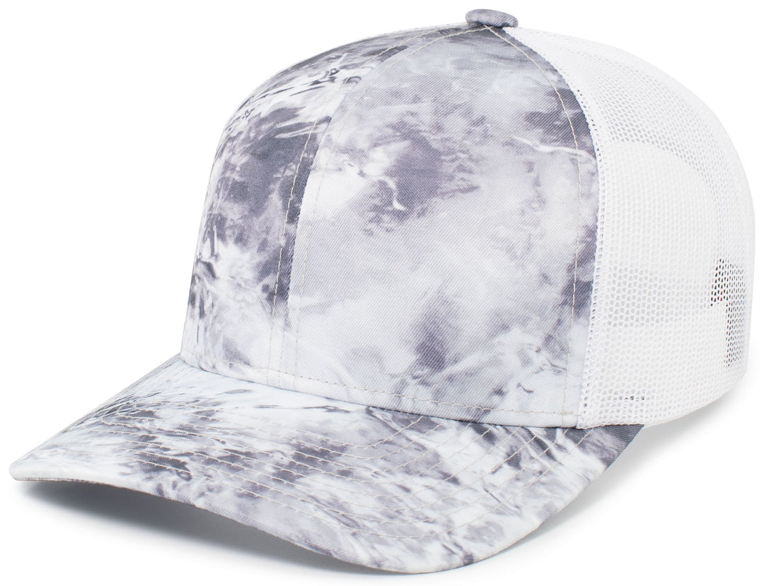 Pacific Headwear Elements Agua Camo Trucker Snapback Cap Pacific Headwear