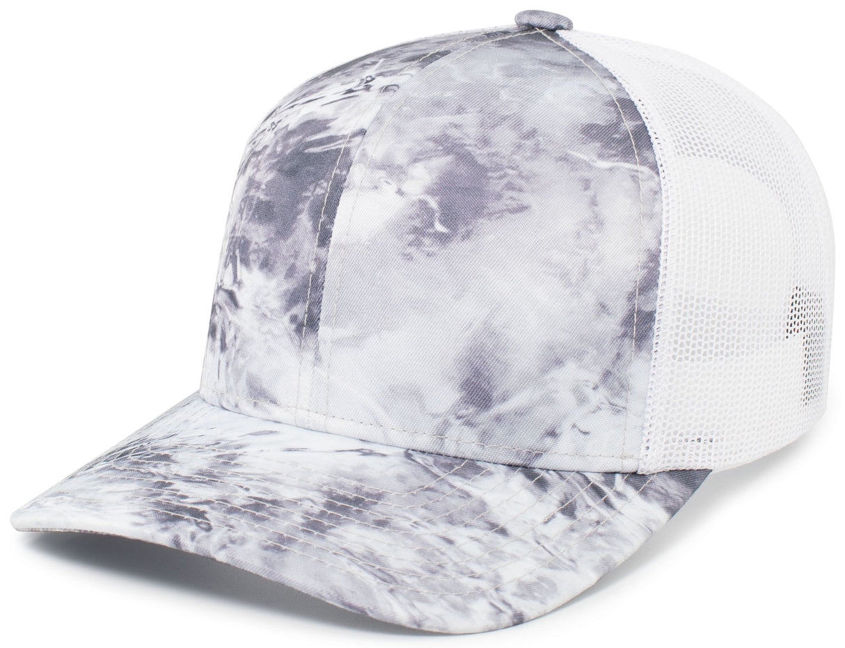 Pacific Headwear Elements Agua Camo Trucker Snapback Cap Pacific Headwear