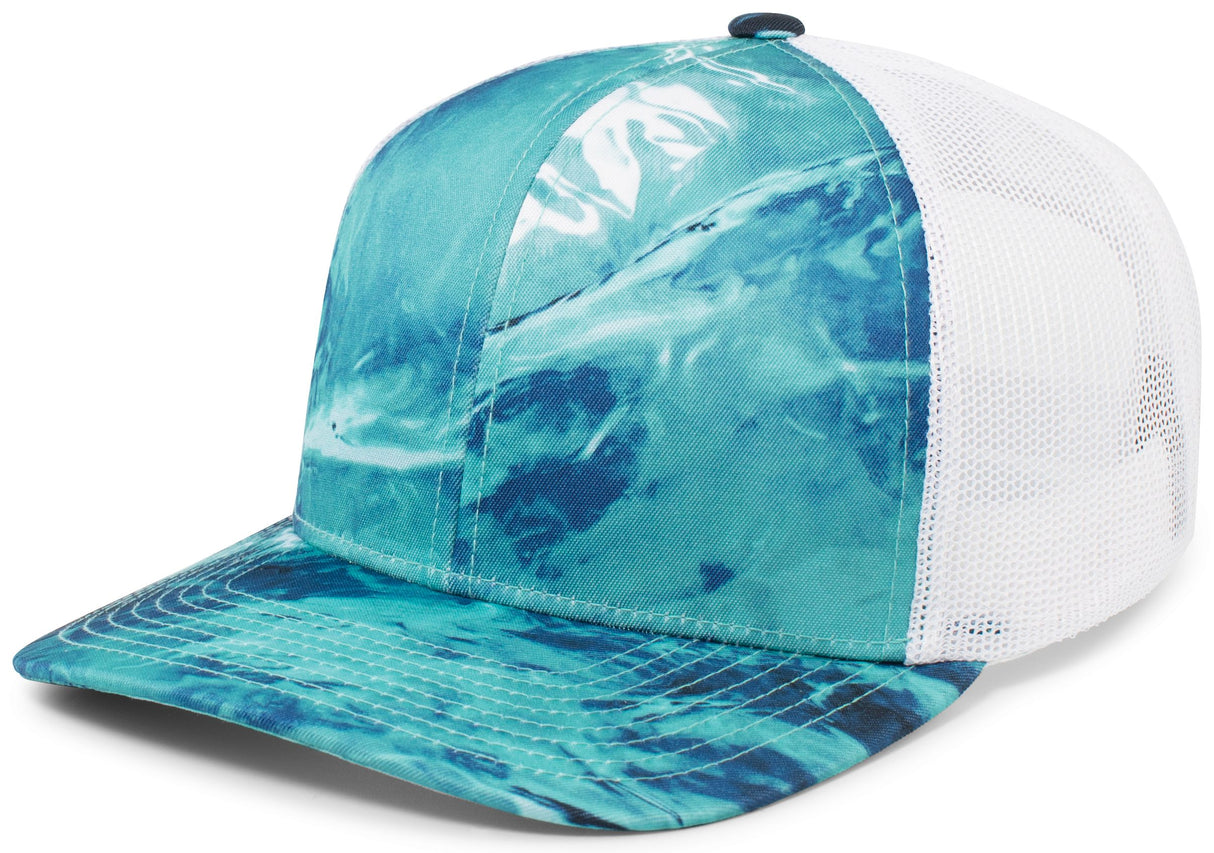 Pacific Headwear Elements Agua Camo Trucker Snapback Cap Pacific Headwear