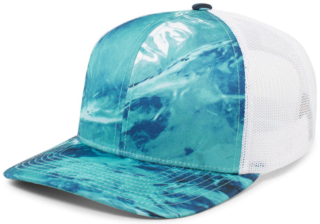 Pacific Headwear Elements Agua Camo Trucker Snapback Cap Pacific Headwear
