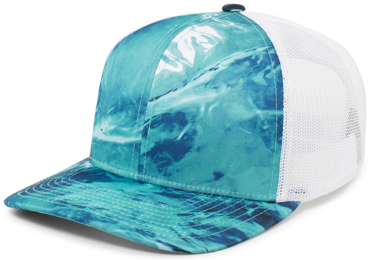 Pacific Headwear Elements Agua Camo Trucker Snapback Cap Pacific Headwear
