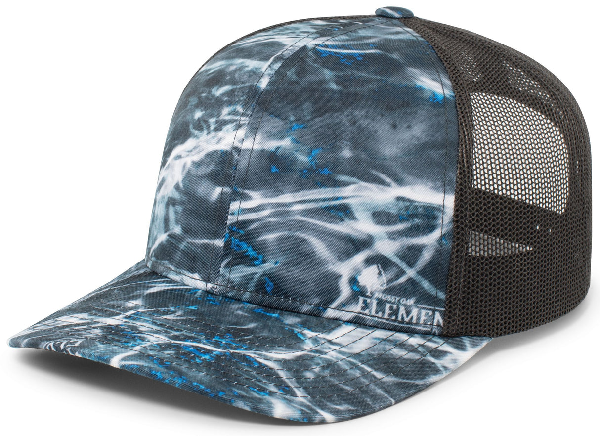 Pacific Headwear Elements Agua Camo Trucker Snapback Cap Pacific Headwear