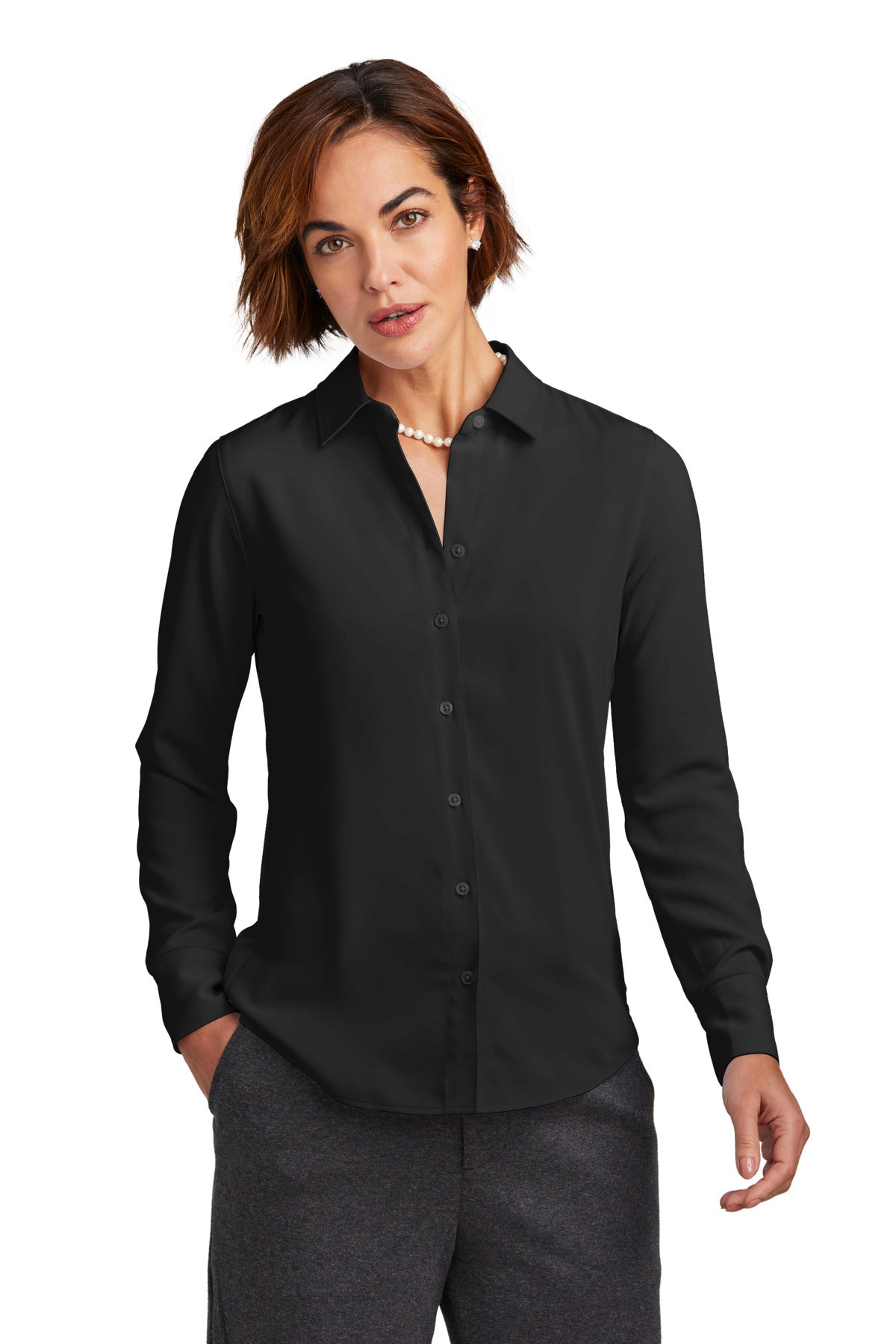 Brooks Brothers Women's Full-Button Satin Blouse. BB18007 Brooks Brothers