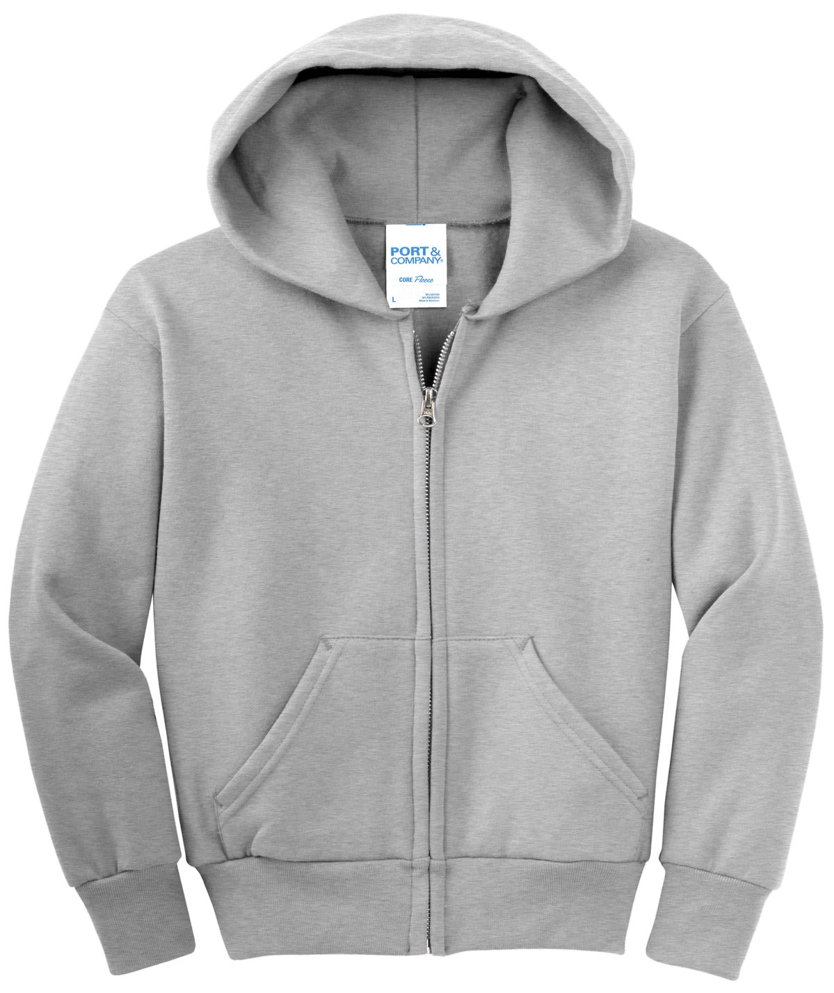 Port & Company - Youth Core Fleece Full-Zip Hooded Sweatshirt Youth Apparel Hoodies & Sweatshirts