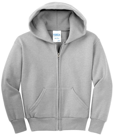 Port & Company - Youth Core Fleece Full-Zip Hooded Sweatshirt Youth Apparel Hoodies & Sweatshirts