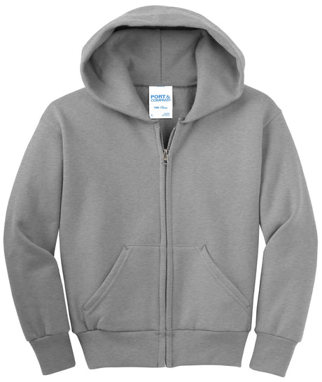 Port & Company - Youth Core Fleece Full-Zip Hooded Sweatshirt Youth Apparel Hoodies & Sweatshirts