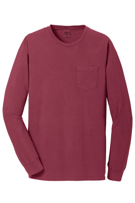 Port & Company Men's Beach Wash Garment-Dyed Long Sleeve Pocket Tee Mens Apparel Shirts & Tops
