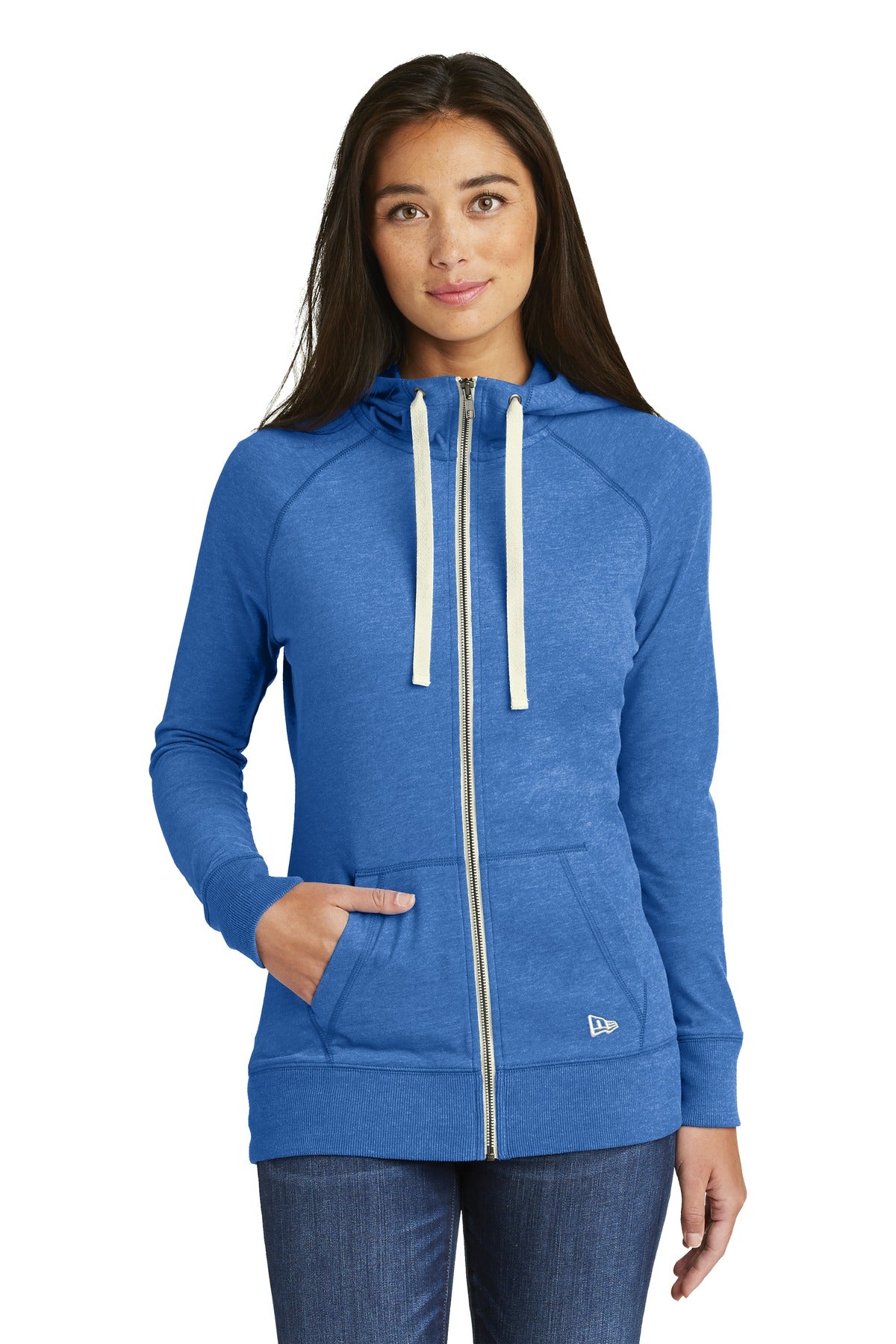 New Era Women's Sueded Cotton Blend Full-Zip Hoodie. LNEA122 New Era
