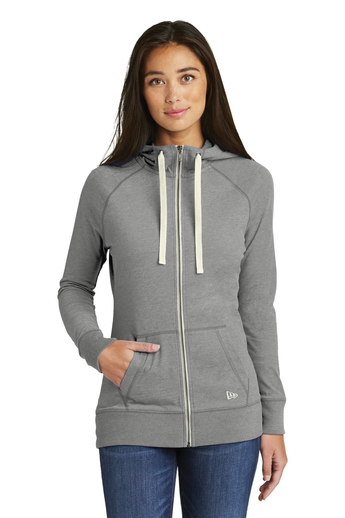 New Era Women's Sueded Cotton Blend Full-Zip Hoodie. LNEA122 New Era