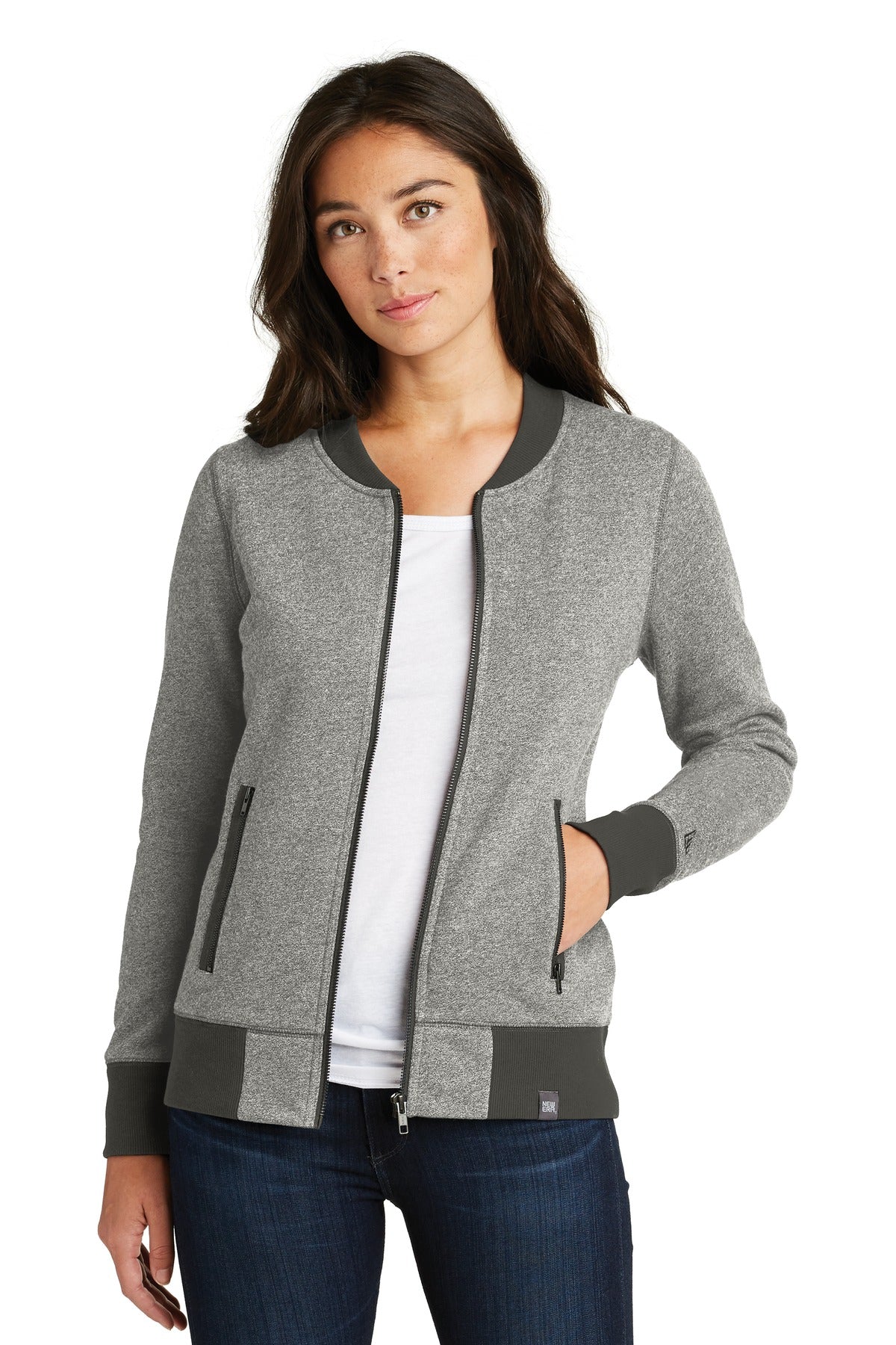 New Era Women's French Terry Baseball Full-Zip. LNEA503 New Era