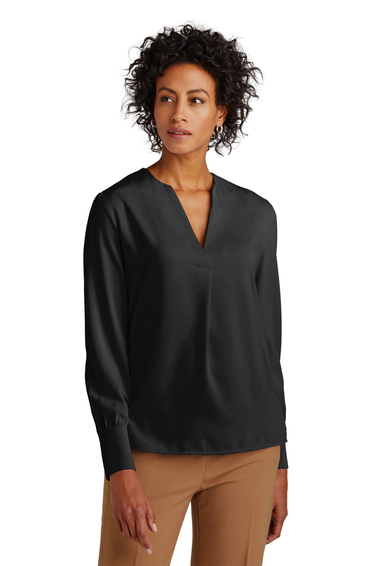Brooks Brothers Women's Open-Neck Satin Blouse. BB18009 Brooks Brothers