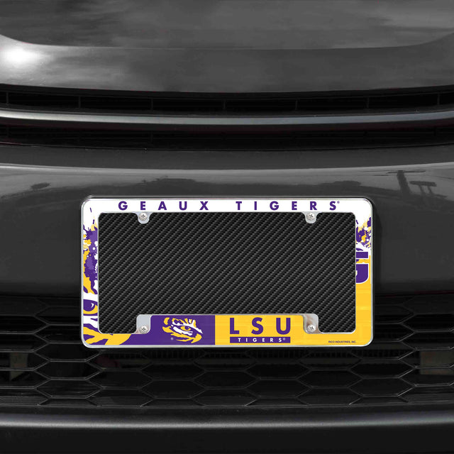 Rico Industries NCAA LSU Tigers Primary 12" x 6" Chrome License Plate Frame-1