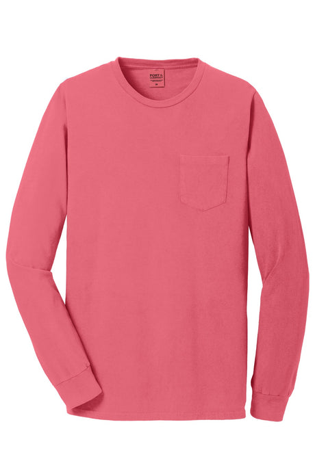 Port & Company Men's Beach Wash Garment-Dyed Long Sleeve Pocket Tee Mens Apparel Shirts & Tops