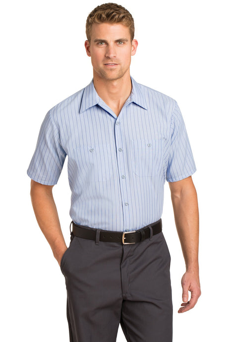 Red Kap Men's Short Sleeve Industrial Stripe Work Shirt. SL20 Red Kap