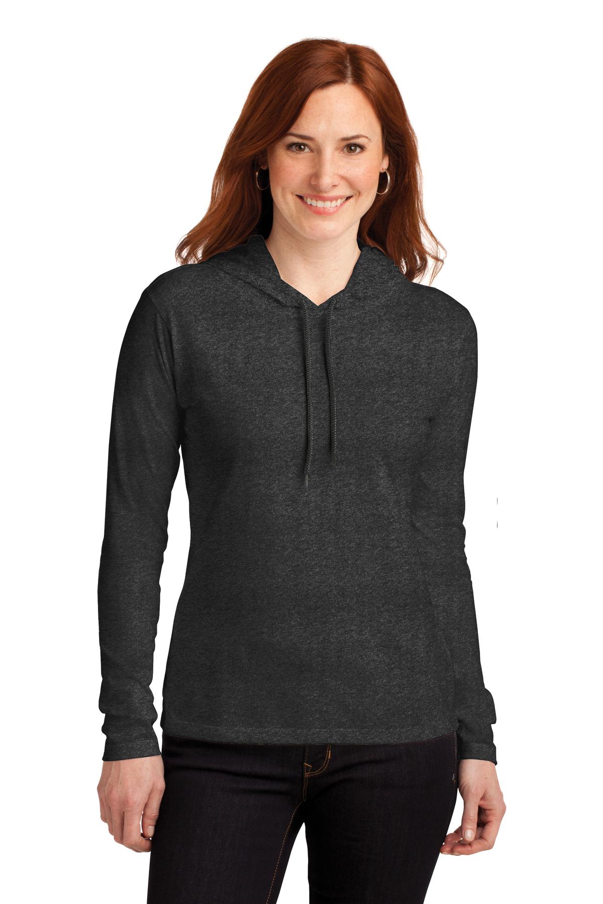 Anvil Women's   100% Combed Ring Spun Cotton Long Sleeve Hooded T-Shirt-1